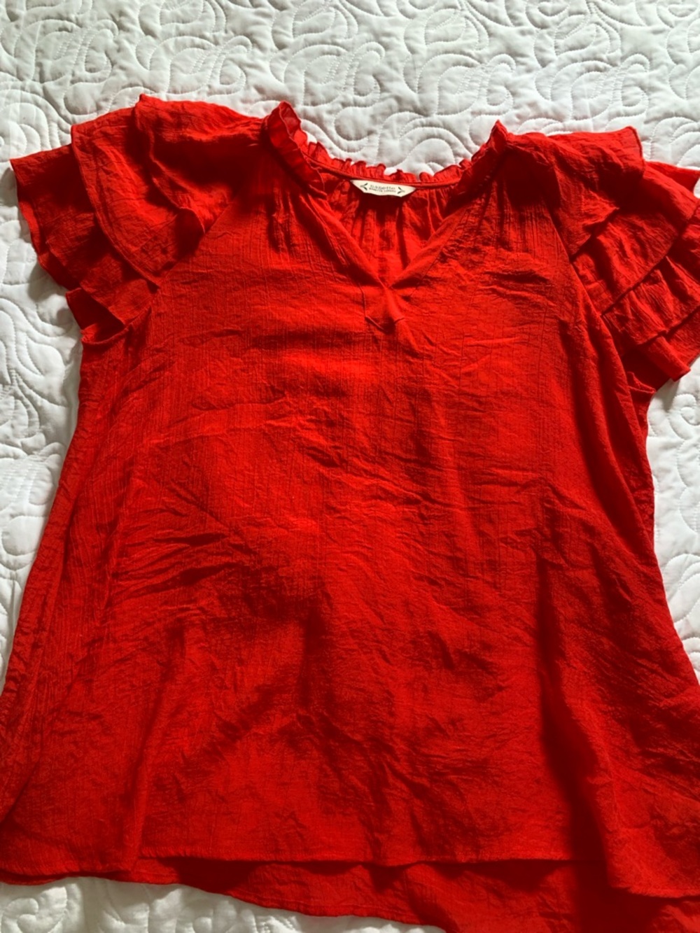Nanette Lepore Red Ruffle Sleeve Blouse